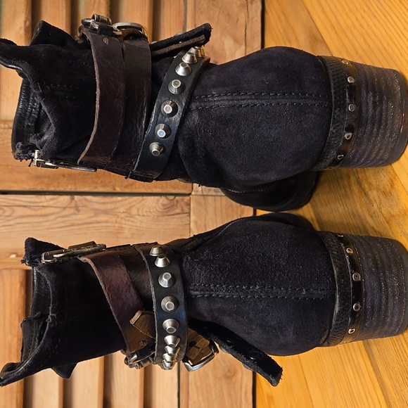 SALE!! A.S.98 CHESTER Black Sueded Leather Short Boots - Picture 9 of 14